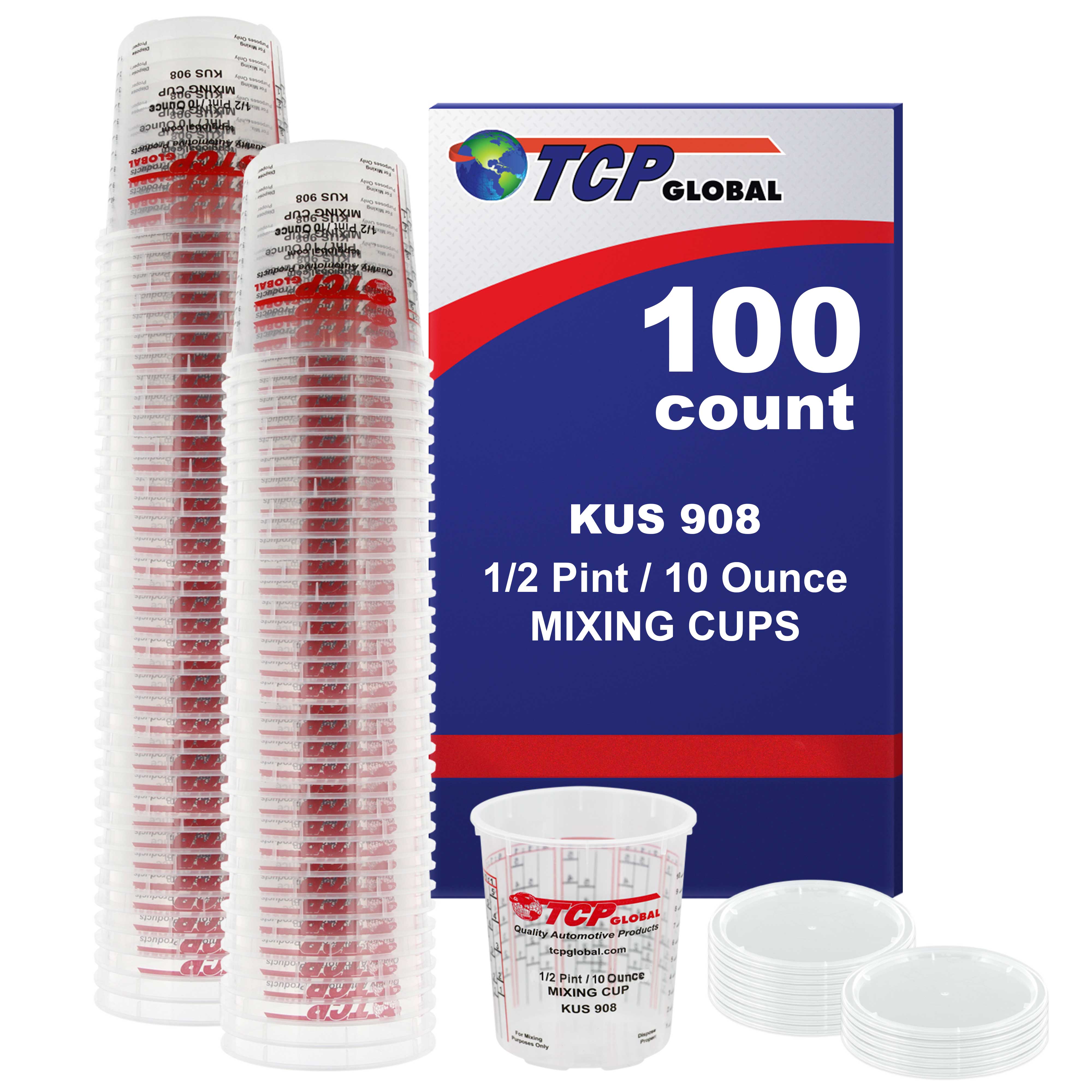 Paint Mixing Cups Plastic Measuring Cup Epoxy Resin, Disposable or Reusable, 8-Ounce (Half Pint) - Box of 100 - Graduated, Mixing Ratios, Automotive Painting Acrylic Art Crafts