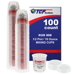 Paint Mixing Cups Plastic Measuring Cup Epoxy Resin, Disposable or Reusable, 8-Ounce (Half Pint) - Box of 100 - Graduated, Mixing Ratios, Automotive Painting Acrylic Art Crafts