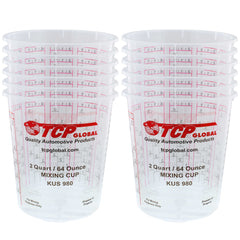 Paint Mixing Cups Plastic Measuring Cup Epoxy Resin, Disposable or Reusable, 64-Ounce (2 Quarts) - Pack of 12 - Graduated, Mixing Ratios, Automotive Painting Acrylic Art Crafts