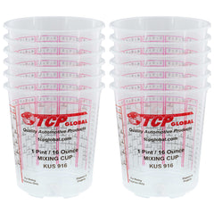Paint Mixing Cups Plastic Measuring Cup Epoxy Resin, Disposable or Reusable, 16-Ounce (Pint) - Pack of 12 - Graduated, Mixing Ratios, Automotive Painting Acrylic Art Crafts