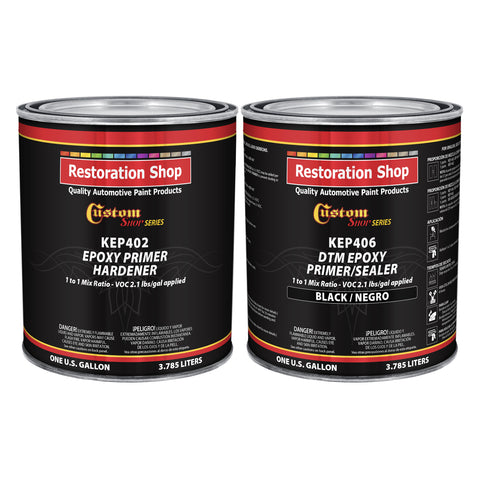 Black Epoxy Primer & Sealer 2.1 VOC (2-Gallon Kit) Anti-Corrosive DTM High-Performance Primer for Automotive & Industrial Use - 2 Sprayable Gallons