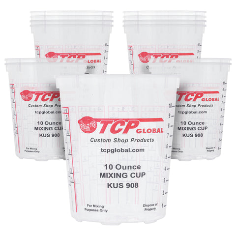 Custom Shop Paint Mixing Cups, 10-Ounce (12 Pack) - Plastic Measuring Cups for Liquids, Automotive Painting, Epoxy Resin, Acrylic Arts, Crafts, Disposable or Reusable, Graduated, Mixing Ratios