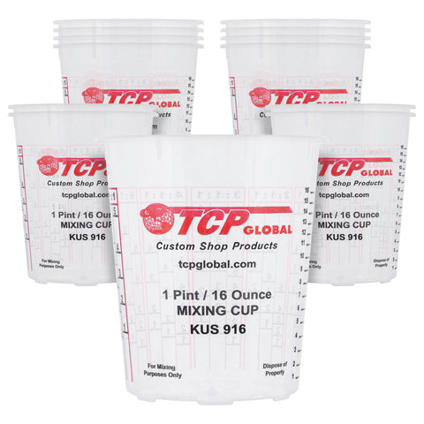 1 Pint Paint Mixing Cups, Quick Mix Measuring, Plastic (12/Pack)