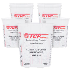 Custom Shop Paint Mixing Cups, 32-Ounce (12 Pack) - Plastic Measuring Cups for Liquids, Automotive Painting, Epoxy Resin, Acrylic Arts, Crafts, Disposable or Reusable, Graduated, Mixing Ratios