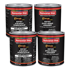 White Epoxy Primer & Sealer 2.1 VOC (Gallon Kit) Anti-Corrosive DTM High-Performance Primer for Automotive & Industrial Use - Includes Hardener