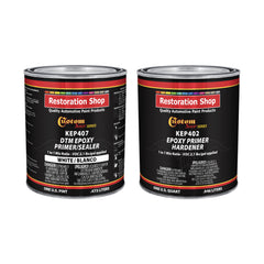 White Epoxy Primer & Sealer 2.1 VOC (1/2 Gallon Kit) Anti-Corrosive DTM High-Performance Primer for Automotive & Industrial Use - Includes Hardener